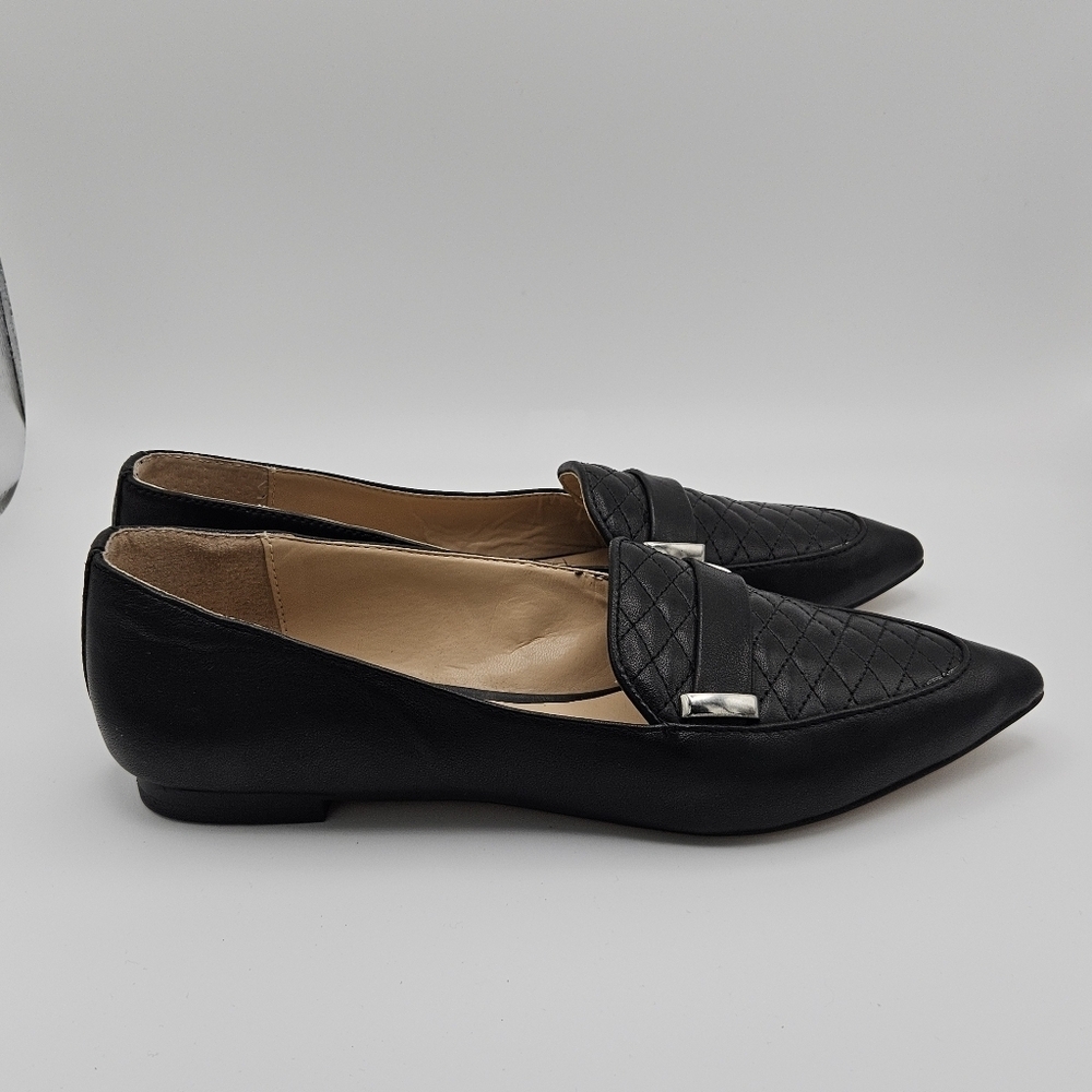 ZAC Zac Posen black leather quilted Nayeli pointed toe loafers size 7.5